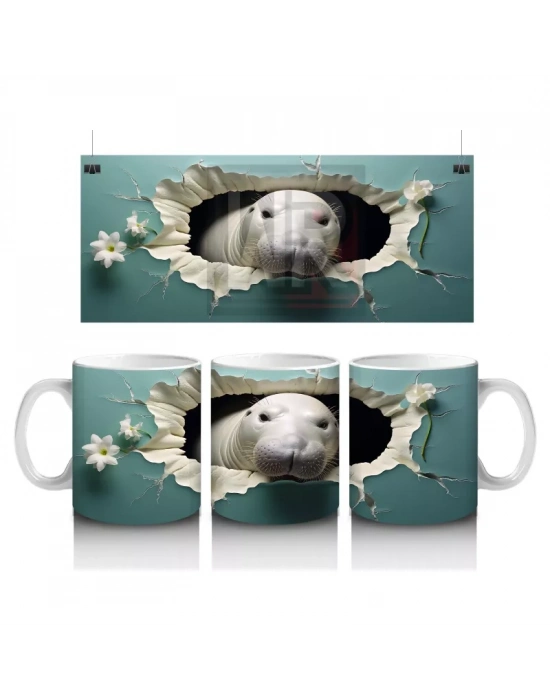 Papatya Yanında Çatlak Duvar Arasında Deniz İneği - Baskılı kahve kupası