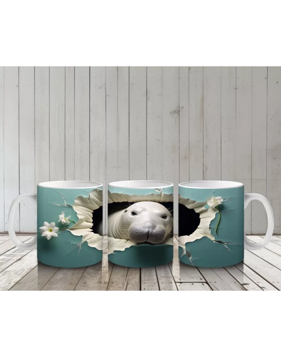 Papatya Yanında Çatlak Duvar Arasında Deniz İneği - Baskılı kahve kupası