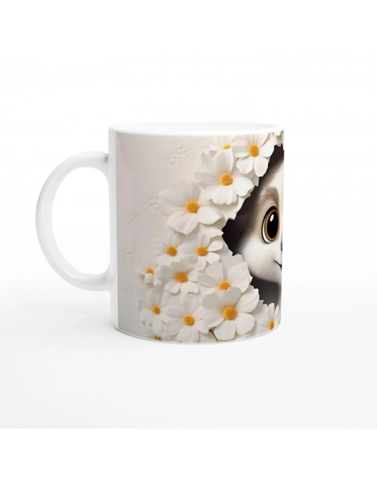 Papatyalar Arasında Gülümseyen Surikat Temalı Baskılı Kupa Bardak