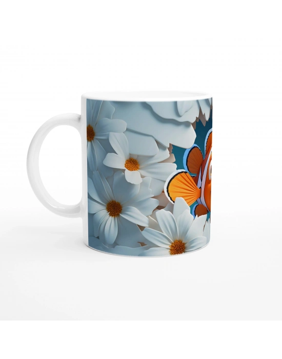 Papatyalar Arasından Bakan Palyaço Balığı Temalı Baskılı Kupa Bardak