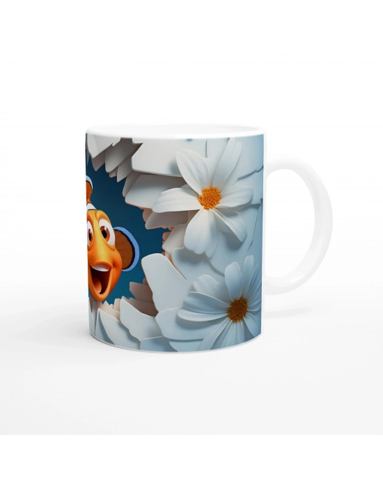 Papatyalar Arasından Bakan Palyaço Balığı Temalı Baskılı Kupa Bardak