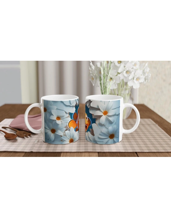 Papatyalar Arasından Bakan Palyaço Balığı Temalı Baskılı Kupa Bardak