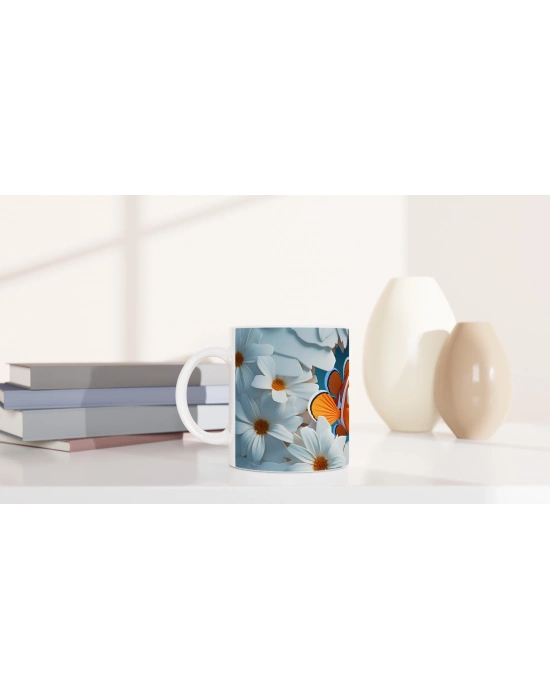 Papatyalar Arasından Bakan Palyaço Balığı Temalı Baskılı Kupa Bardak