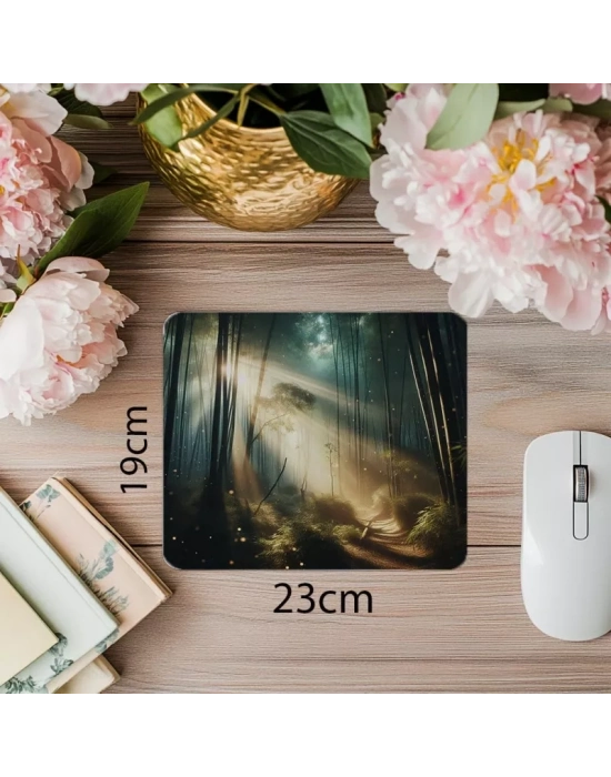 Parçacık Efektli Zen Orman Mouse Pad - 19x23 cm 2 mm Dikdörtgen İthal Baskılı Mouse Pad