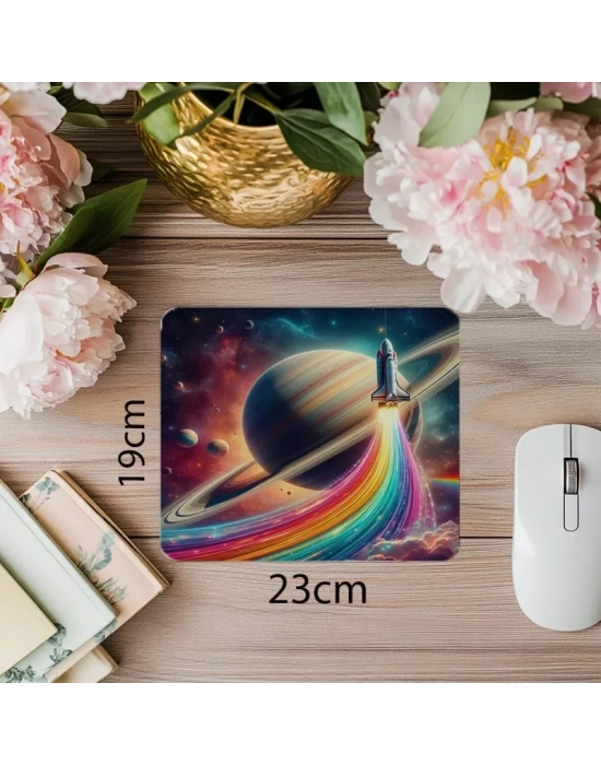 Parlak Gezegen Arka Planlı Mousepad - 19x23 cm 2 mm Dikdörtgen İthal Baskılı Mouse Pad