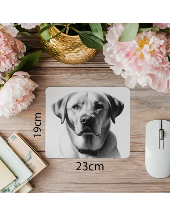 Parlak Gözlü Kalemle Köpek Çizimi Mousepad - 19x23 cm 2 mm Dikdörtgen İthal Baskılı Mouse Pad