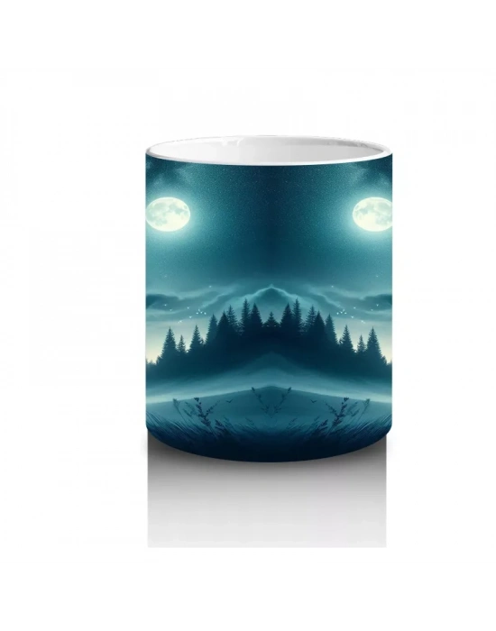 Parlak Işıklı Kanatlı Ruh Figürüyle Fantastik Cadılar Bayramı Baskılı Kupa