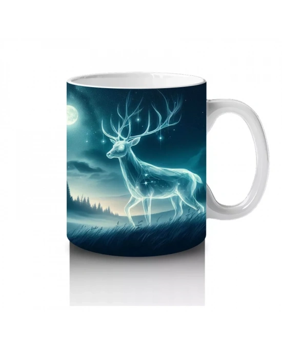 Parlak Işıklı Kanatlı Ruh Figürüyle Fantastik Cadılar Bayramı Baskılı Kupa