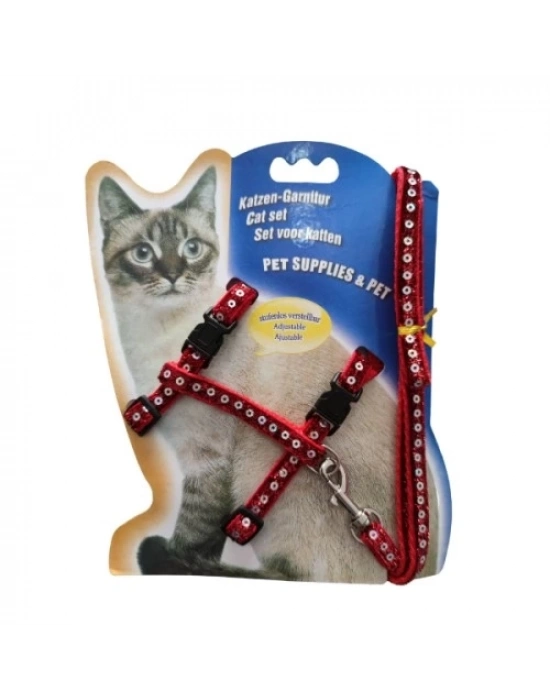 Parlak Kedi Gezdirme Göğüs Tasması