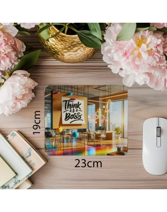 Parlak Neon Tasarım – Boss Mode Mouse Pad - 19x23 cm 2 mm Dikdörtgen İthal Baskılı Mouse Pad