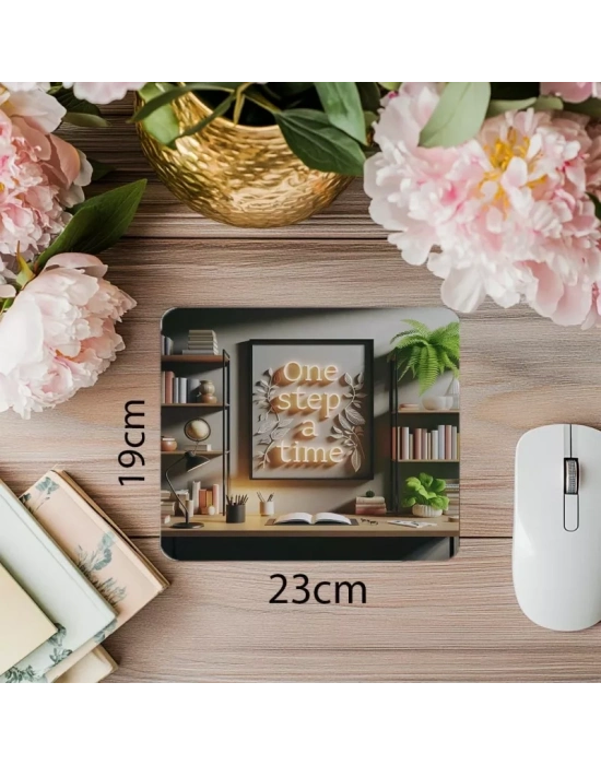 Parlak Renkli İlham Veren Mouse Pad – Adım Adım İlerle - 19x23 cm 2 mm Dikdörtgen İthal Baskılı Mouse Pad