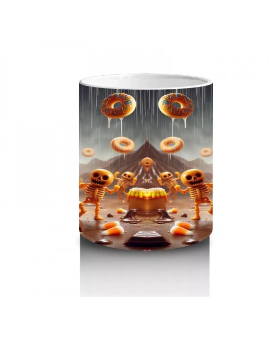 Parlayan Balkabakları Desenli Gotik Cadılar Bayramı Baskılı Kupa