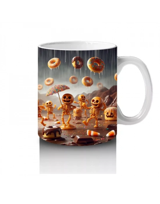 Parlayan Balkabakları Desenli Gotik Cadılar Bayramı Baskılı Kupa