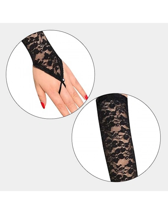 Parmak Askılı Zarif Dantel Eldiven