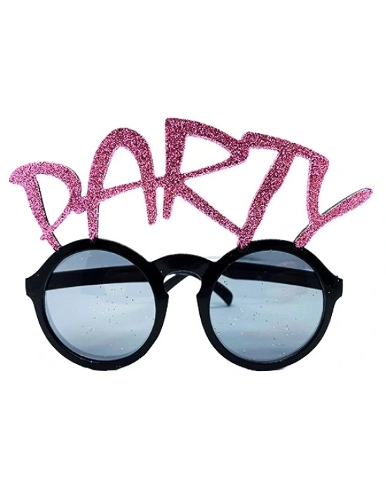 Party Yazılı Simli Pembe Renk Parti Gözlüğü 15x7 Cm