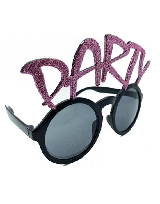 Party Yazılı Simli Pembe Renk Parti Gözlüğü 15x7 Cm