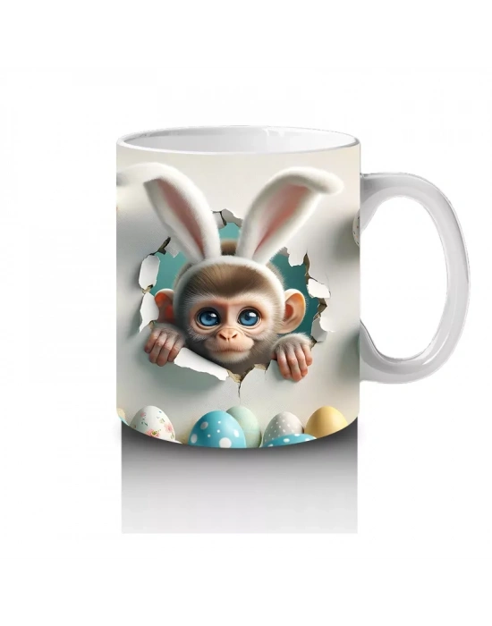 Paskalya Yumurtaları Arasında İkiz Maymun Karakterleri - Baskılı kahve kupası