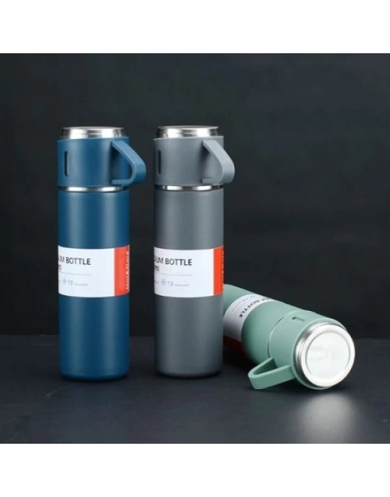 Paslanmaz Çelik Bardaklı Termos Seti 500 ML