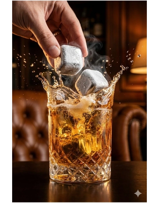 ® Paslanmaz Çelik Buz Küpü 4’lü Set – İçeceği Sulandırmadan Soğutucu Metal Taş