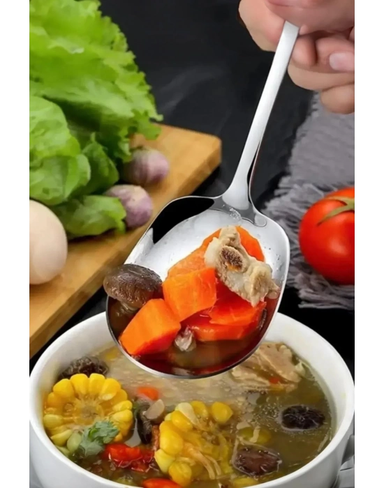 Paslanmaz Çelik Mini Servis Kaşığı 20 cm Salata Tatlı Yemek Servis Kaşığı