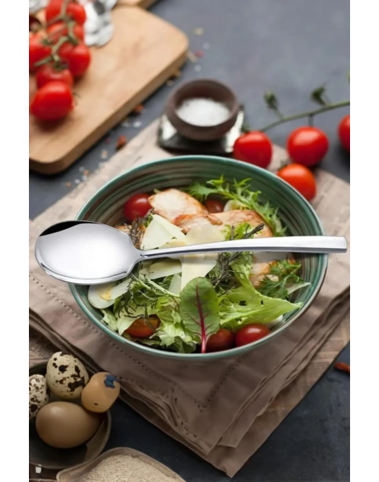 Paslanmaz Çelik Mini Servis Kaşığı 20 cm Salata Tatlı Yemek Servis Kaşığı