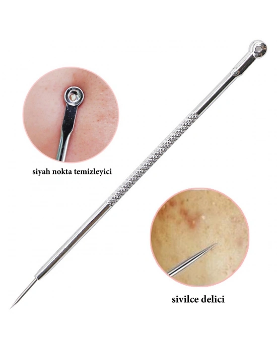 Paslanmaz Çelik Siyah Nokta Sivilce ve Akne Temizleyici Set 3lü Kit