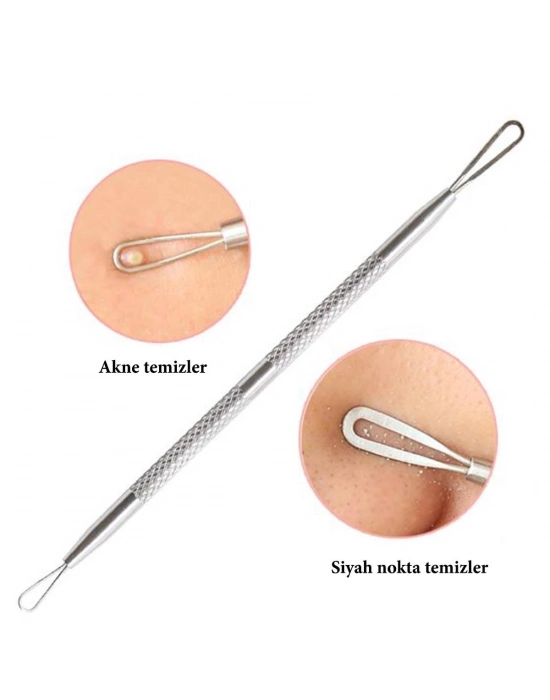 Paslanmaz Çelik Siyah Nokta Sivilce ve Akne Temizleyici Set 3lü Kit