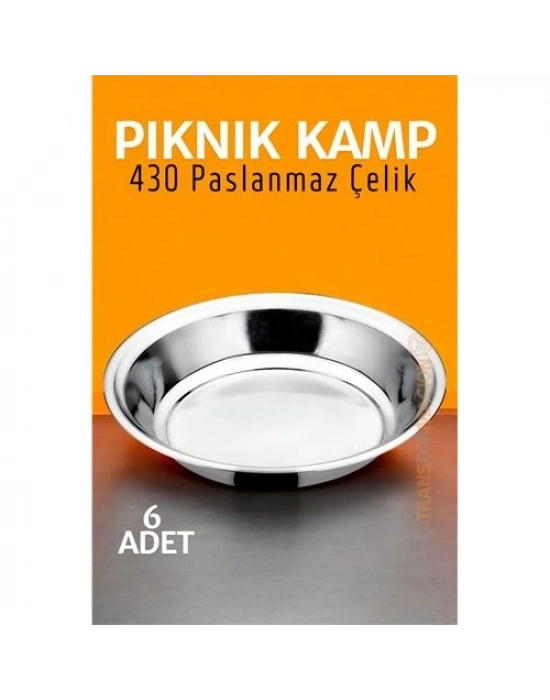 Paslanmaz Çelik Tabak Seti Kamp Piknik Tabağı 6 ADET 721502