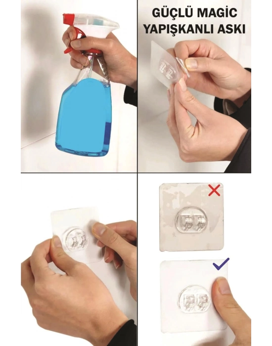 Paslanmaz Çelik Yapışkanlı Dikdörtgen Duvar Rafı & Organizer & Banyo Duş Askısı