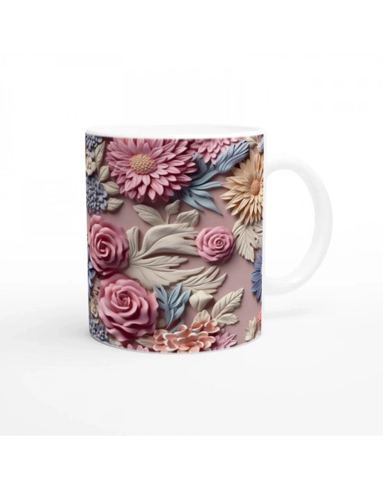 Pastel Bahar Çiçekleri Desenli Kupa Bardak