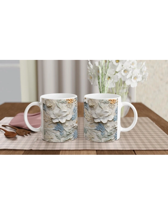 Pastel Bahar Dokunuşlu Çiçekli Kupa Bardak