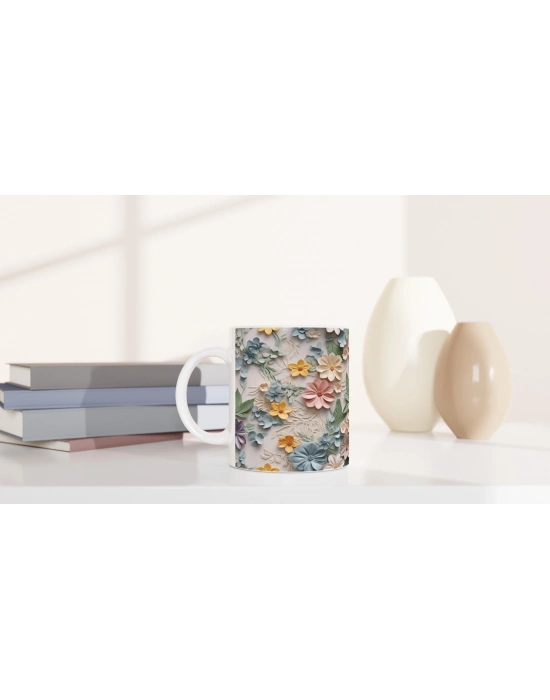 Pastel Bahar Esintisi Çiçekli Kupa Bardak