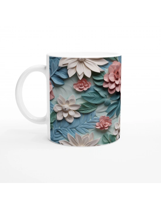 Pastel Bahçesi Gül Desenli Kupa Bardak