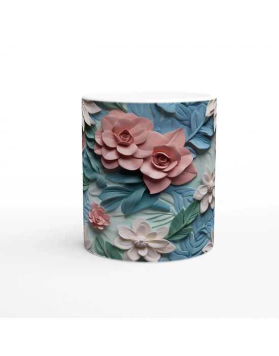 Pastel Bahçesi Gül Desenli Kupa Bardak