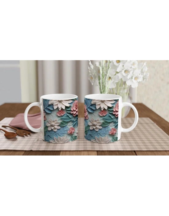 Pastel Bahçesi Gül Desenli Kupa Bardak