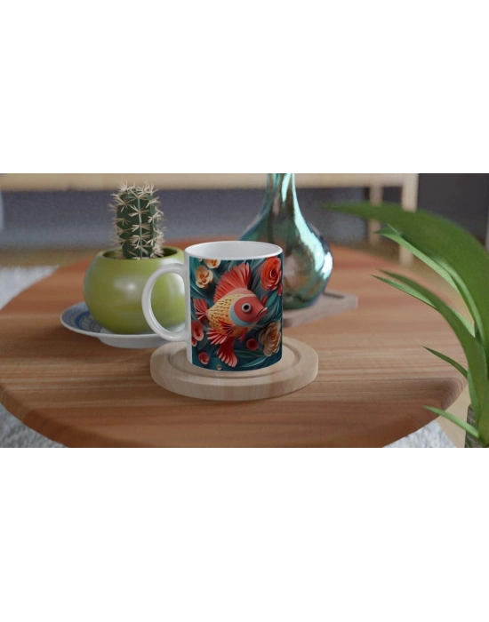 Pastel Balık Baskılı Kupa Bardak