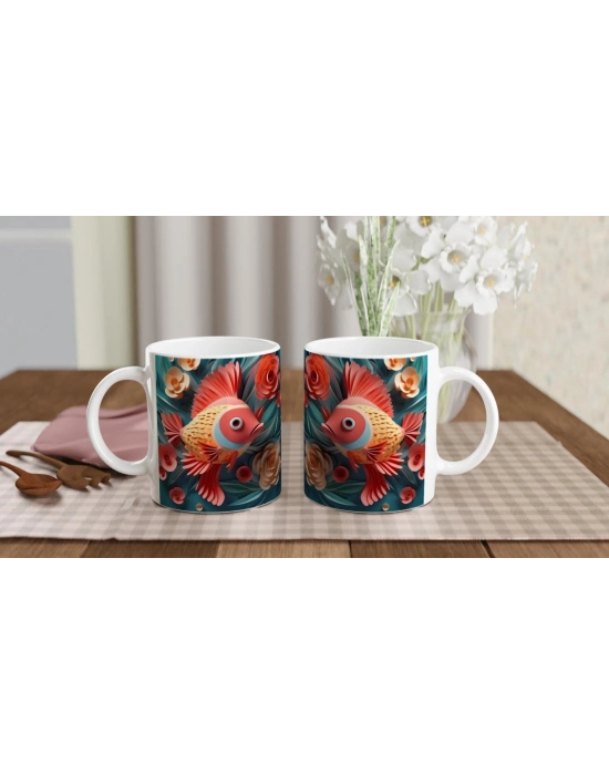 Pastel Balık Baskılı Kupa Bardak