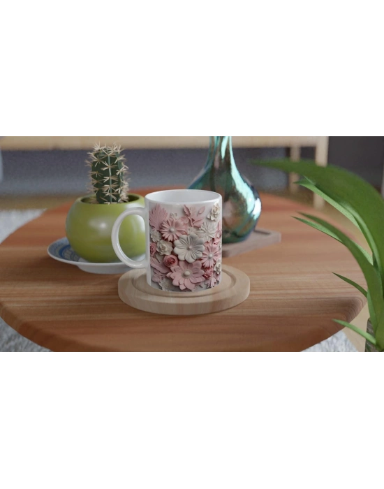 Pastel Çiçek Bahçesi Temalı Baskılı Kupa Bardak