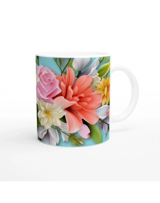 Pastel Çiçek Bahçesi Temalı Kupa Bardak