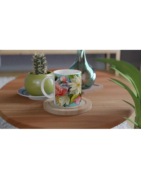 Pastel Çiçek Bahçesi Temalı Kupa Bardak