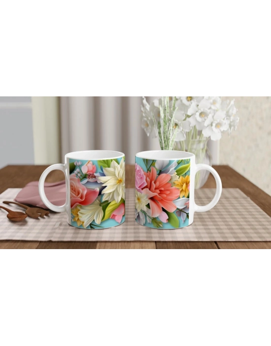 Pastel Çiçek Bahçesi Temalı Kupa Bardak