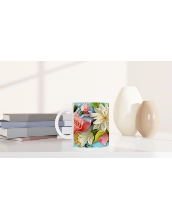 Pastel Çiçek Bahçesi Temalı Kupa Bardak