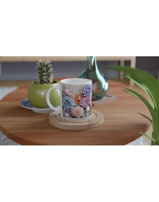 Pastel Çiçek Duvarı Kupa Bardak