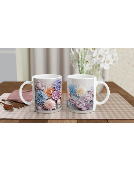 Pastel Çiçek Duvarı Kupa Bardak