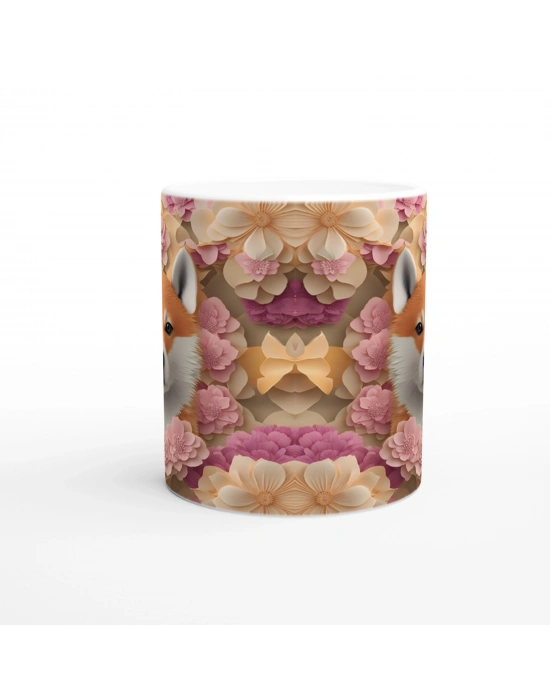 Pastel Çiçekler Arasında Shiba Inu Köpek Baskılı Kupa Bardak