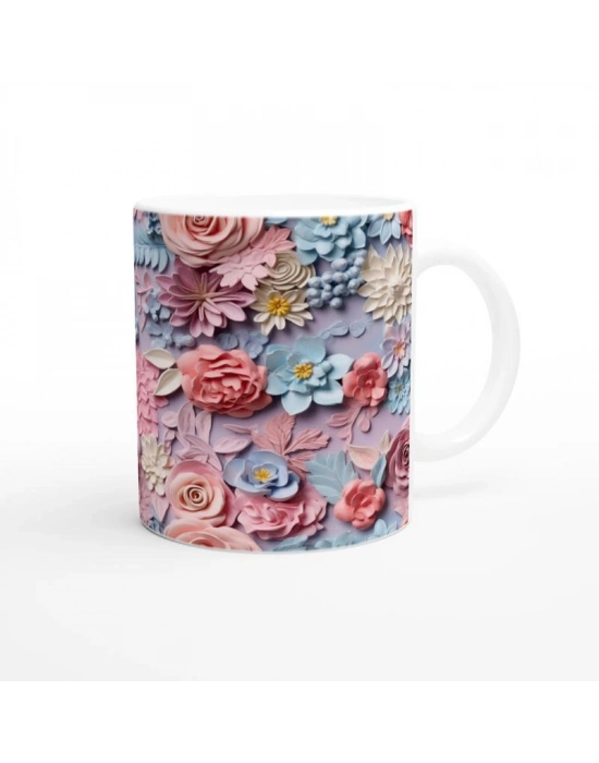 Pastel Düş Bahçesi Çiçek Desenli Kupa Bardak