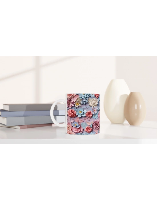 Pastel Düş Bahçesi Çiçek Desenli Kupa Bardak