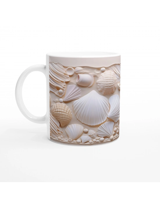 Pastel Kabuk Desenli Sade ve Şık Su Altı Temalı Kupa Bardak