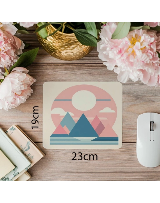 Pastel Manzara Şekilli Modern Mousepad - 19x23 cm 2 mm Dikdörtgen İthal Baskılı Mouse Pad