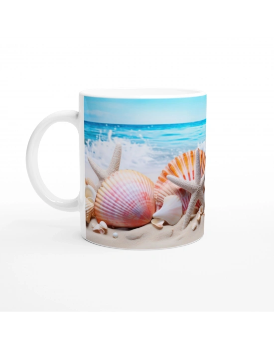 Pastel Renkli Kabuklar ve Yıldızlarla Su Altı Temalı Kupa Bardak